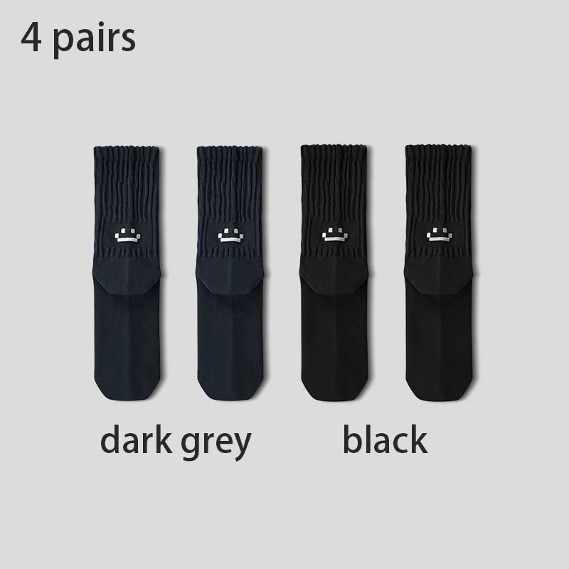 4 Pairs Men's Cotton Work Socks Long Running Breathable | SAMAG