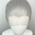 Widow‘s Peak Silver Grey 13x4 Synthetic Lace Front Wigs for Women Elf Cosplay 26 Inch Long Straight Glueless Wigs Free Part