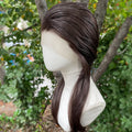 Brown 13x4 Synthetic Lace Front Wigs for Women Cosplay Shoulder Length Short Curly Synthetic Wigs Layers Ponytails Glueless Wigs