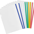 Pack of 10 Clear A4 Slide Binder Folder with Sliding Bar, Plastic Clip Bar Files Report Covers, File Folder Organiser Binder