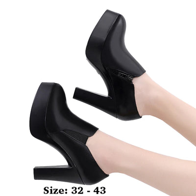 Leather shoe for women 8cm 11cm high heel platform point | SAMAG