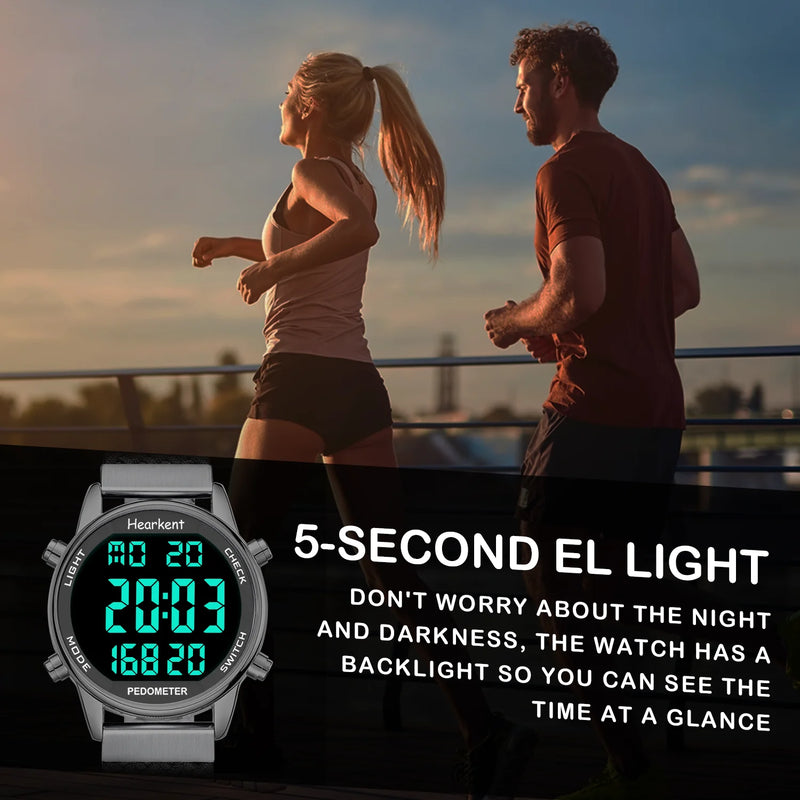 Hearkent Pedometer Sport Watches Step Counter Watch Women Digital Calories Mile Stopwatch Countdown for - Visuel 4 | SAMAG