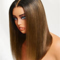 Nadula 13x4 7X5 Chestnut Brown BOB Wig Yaki Straight Pre-Bleached Knots Pre Cut HD Transparent Lace Human Hair Wig Ready to Wear