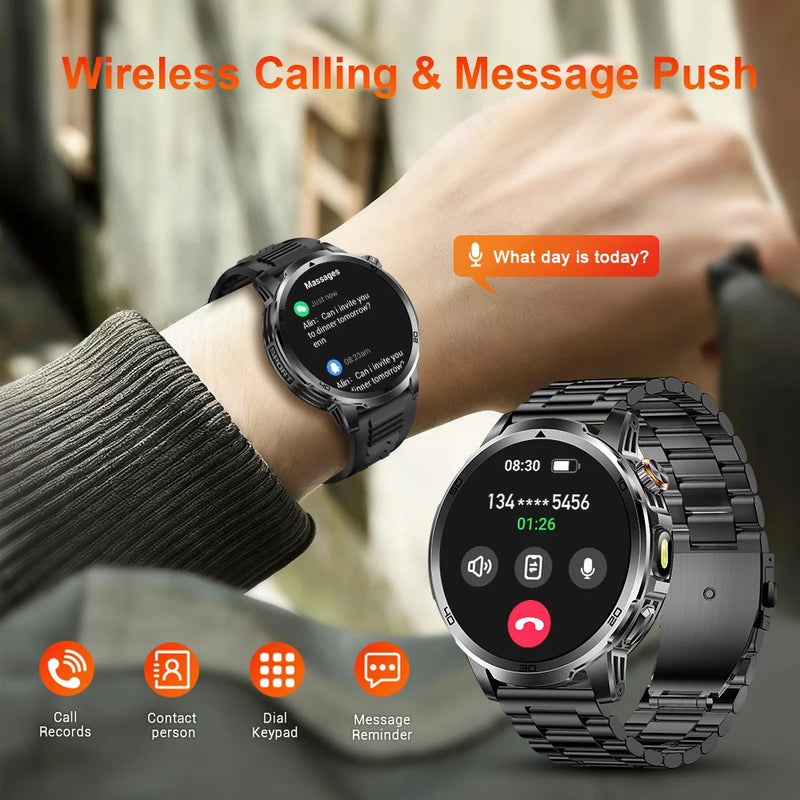 MEVADEN 1.85 inch Steel Smart Watch Men Bluetooth Call Smartwatch Sports Flashlight 1000mAh Health Monitor Watch for Male MD60