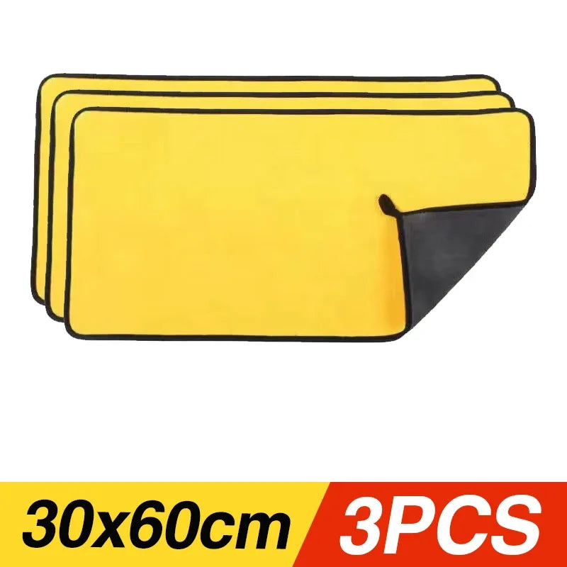 1/3/5/10PCS Car Wash Towels Cleaning Cloth Absorbent Dry Cloth General Purpose Microfiber Towel Thickened Yellow 30/40/60cm