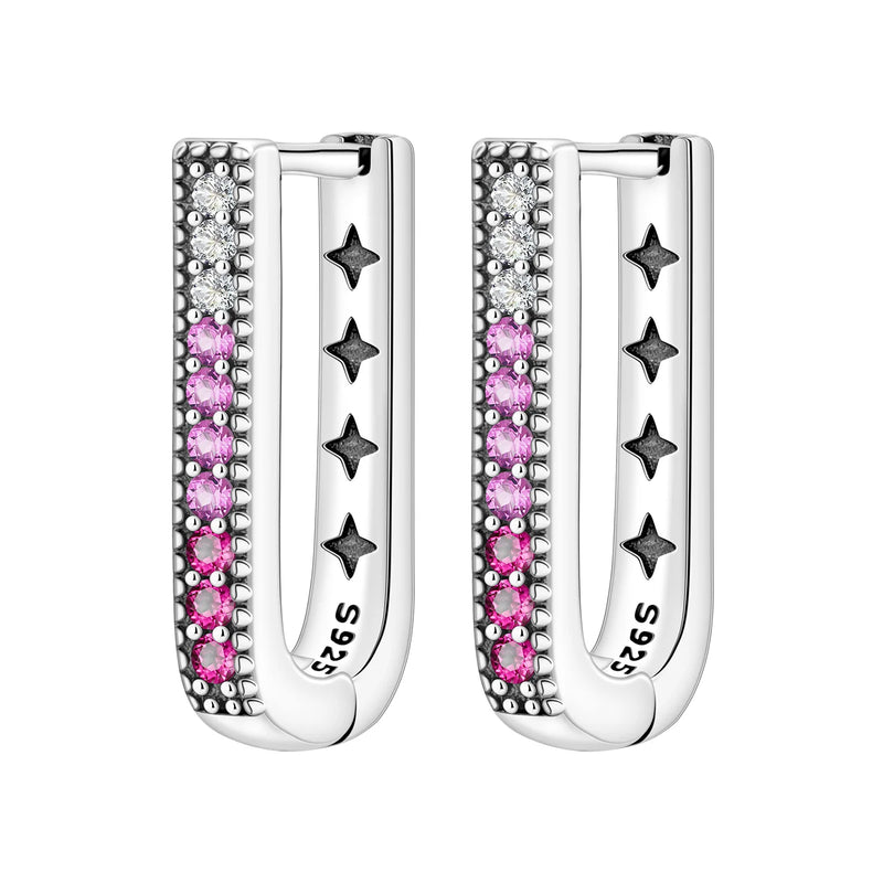 925 Sterling Silver Simple Gold U-shaped Earrings Jewelry | SAMAG