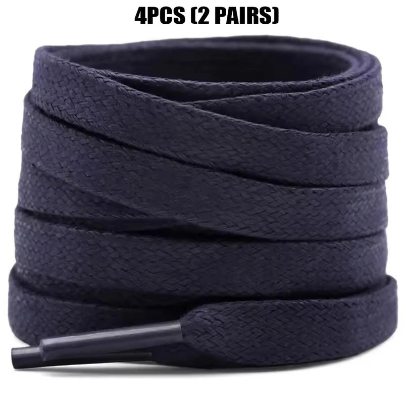 4 Pcs(2 Pairs) Premium Flat Waxed Shoelaces Heavy Duty Replacement Laces for Sneakers Leather Boots Hiking Shoes Men Women