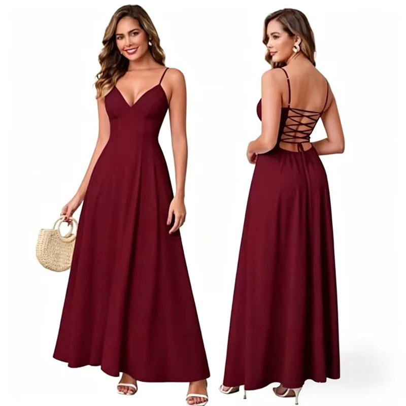 New Elegant Dress Spaghetti Strap Backless Corset Long | SAMAG