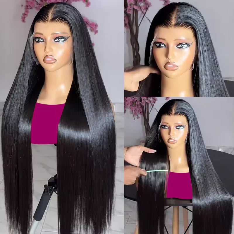 40 42 Inch 250 Density Frontal Wig For Black Women Brazilian Wigs Human Hair 5x5 Bone Straight HD Transparent Lace Front Wigs