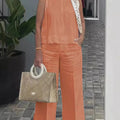 Simple Cotton Linen Women's Suits Summer Fashion Sleeveless Loose Blouse Wide Leg Pants Two Piece Set For Women Casual Outfits