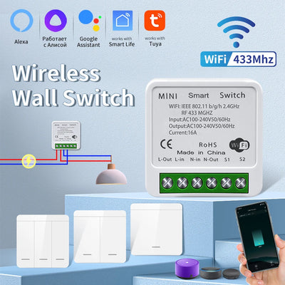 Wifi Smart Switch for Led Lighting Tuya Life RF 433MHz | SAMAG