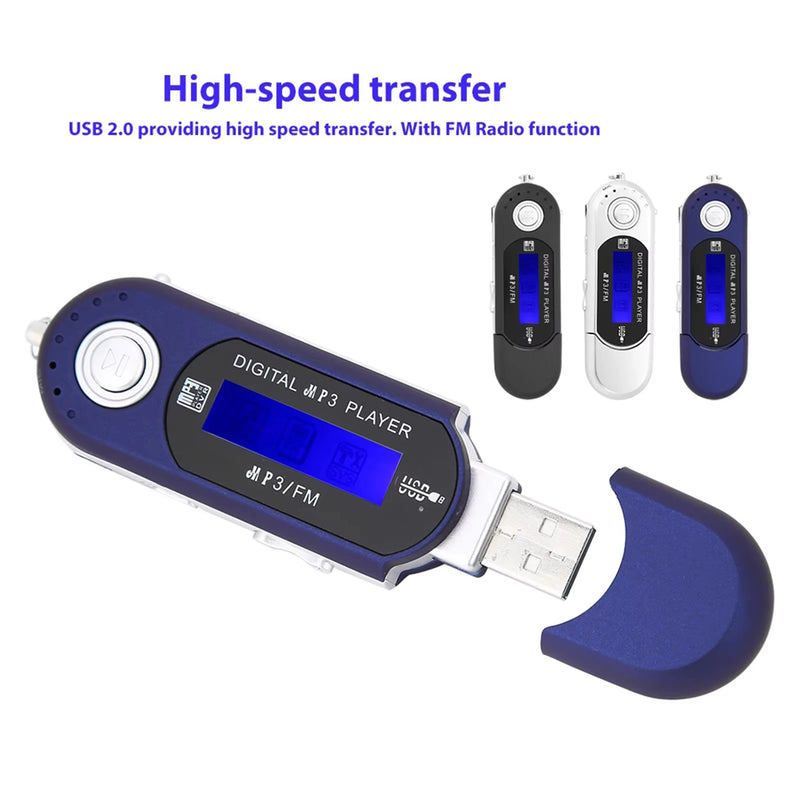 2 in 1 USB 2.0 Flash Drive MP3 Player - Multilanguage LCD Screen Support TF Card Lightweight Portable for Home Sport Travel