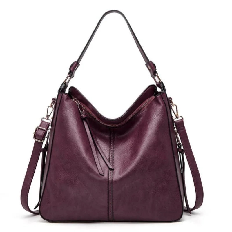 Hobo Bag Leather Women Handbags Female Leisure Shoulder Bags Fashion Purses Vintage Bolsas Large Capacity Tote Bag