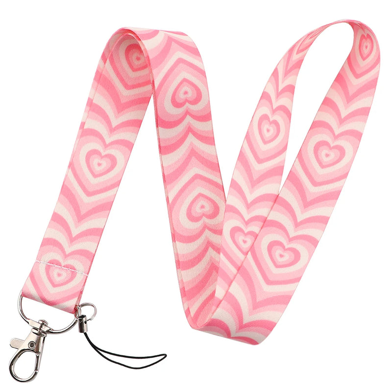 Heart Lanyard Simple Style Neck Strap for Key ID Card Cell Phone Straps Badge Holder DIY Hanging Rope Neckband Accessories