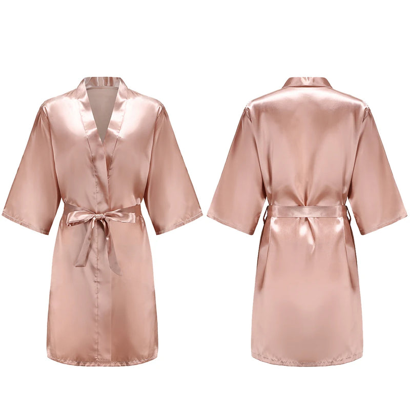 Women's Pure Short Silky Robes Bridesmaid Bride Party | SAMAG