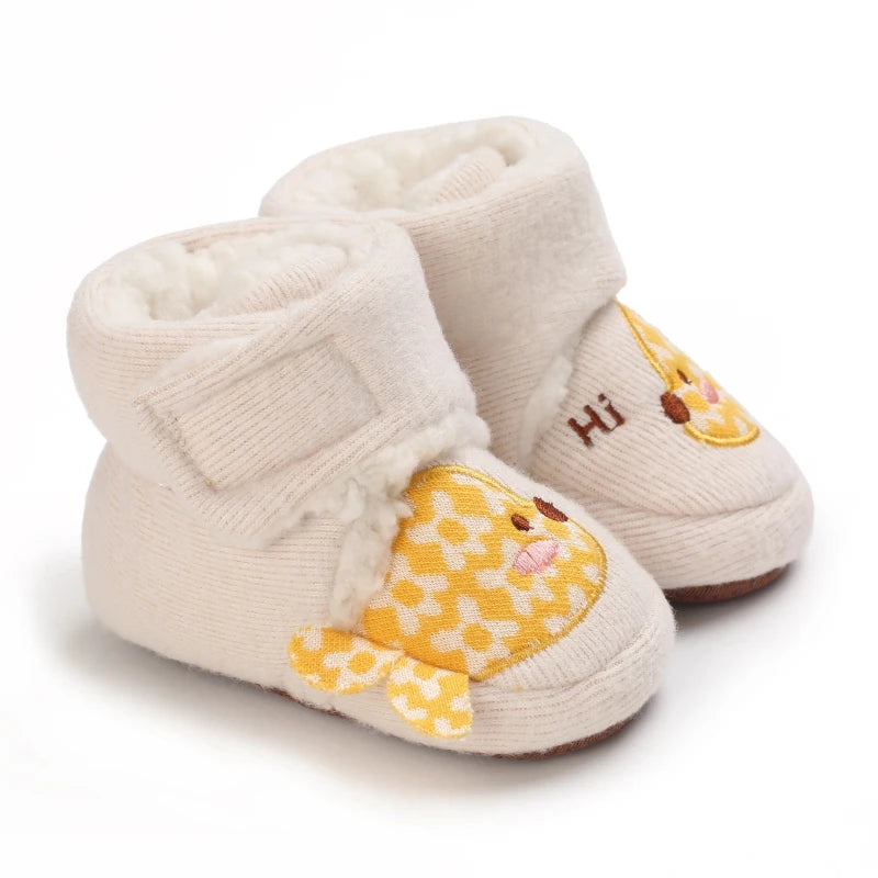 Autumn Winter Boots Baby Girl Boys Winter Warm Shoes Solid Fashion Toddler Fuzzy Balls First Walkers Kid Shoes 0-18M