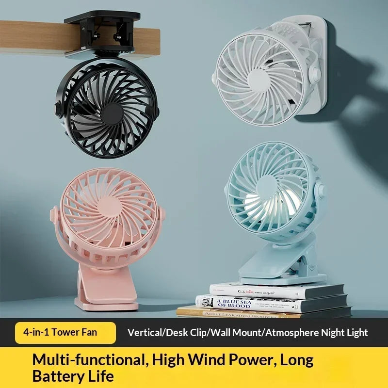 Rechargeable Portable Rechargeable Clip Fan 720°Rotatable Hanging Fan Cooler For Easy Portability Outdoor Office Small Fan 2026