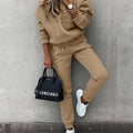 Autumn Winter New Solid Color Long Sleeve Hoodie Women's Casual Suit Fashion Loose Sports Hoodie + Small Foot Pants 2 Piece Set