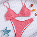 Sexy red plaid print bikinis sets two pieces micro | SAMAG