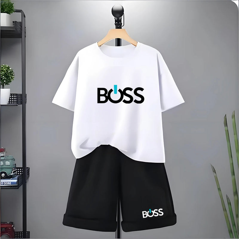 Kids Tshirt Summer 3-12 Years Letter Fashion T-shirt Boys Girls Toddler Short-sleeved+Shorts Casual Cool Sports Set clothing