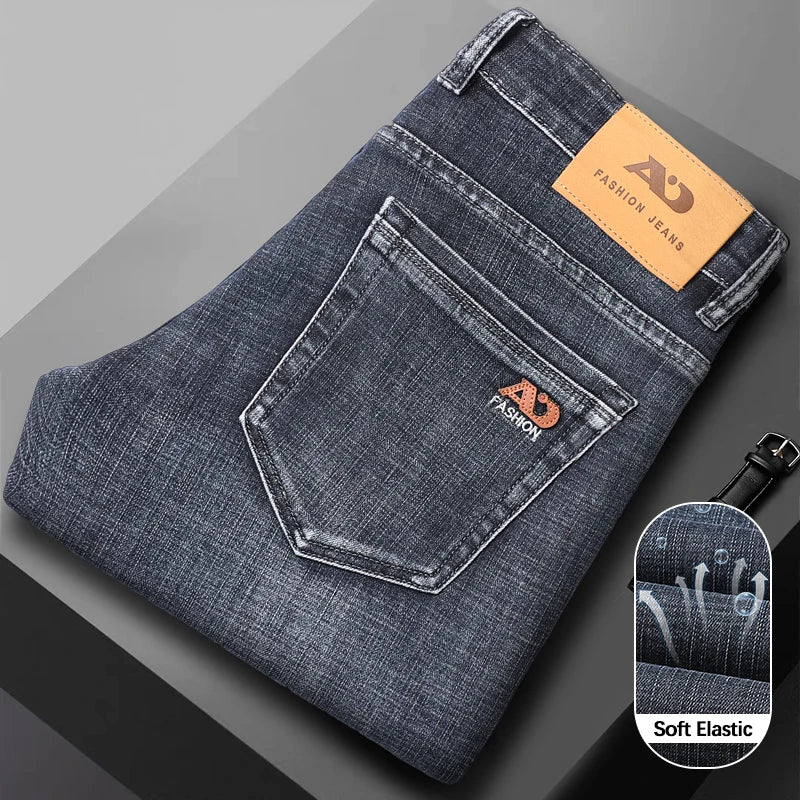 Fashion Light Blue Slim Straight Jeans Men's Spring | SAMAG