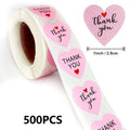 100-500PCS Thank You Stickers New Rolling Merci Stickers for Business Packaging Home Made Love Heart Shaped Sticker