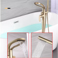 Tuqiu Brushed Gold Bathroom Bathtub Faucet + Handheld Shower Free Standing Luxury Waterfll BathTub Mixer Taps Floor Mounted