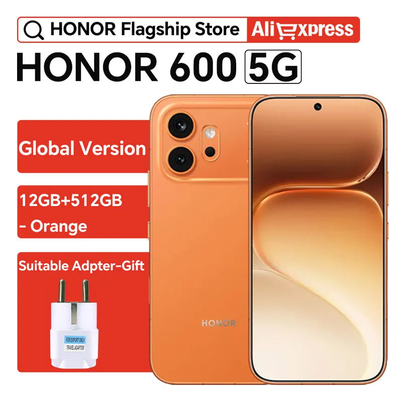 Global Version HONOR 600 5G Smartphone 7000mAh 80W SuperCharge 200MP Main Camera 6.57" AMOLED MagicOS 10 Snapdragon 7 Gen 4 NFC
