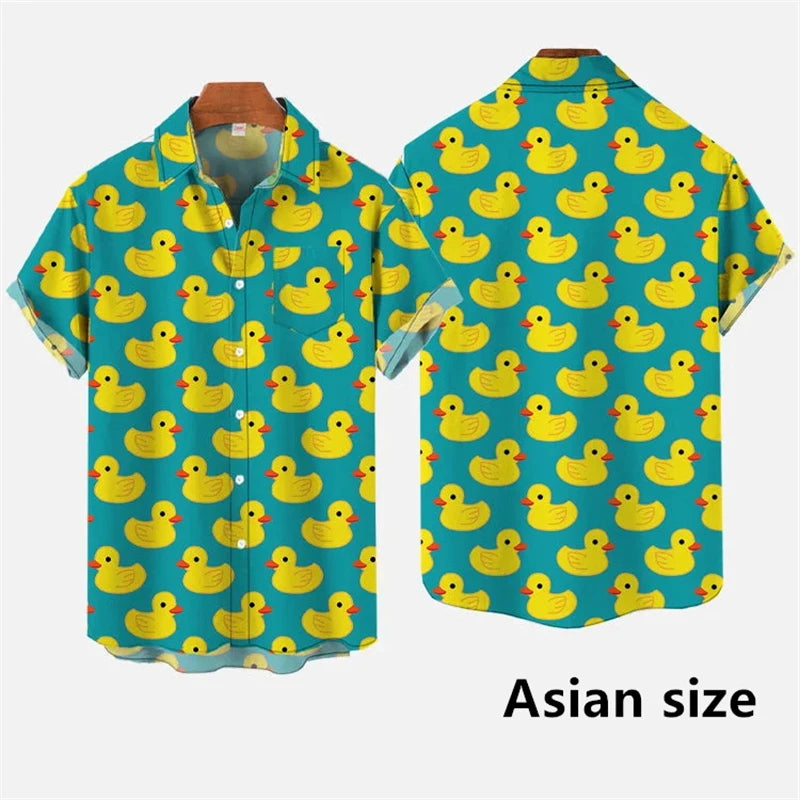 Hawaiian Men Shirts 3D Print Cartoon Cute Duck Printing | SAMAG
