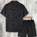Men's Jacquard Floral Set Cuban Collar Shirt & Shorts | SAMAG