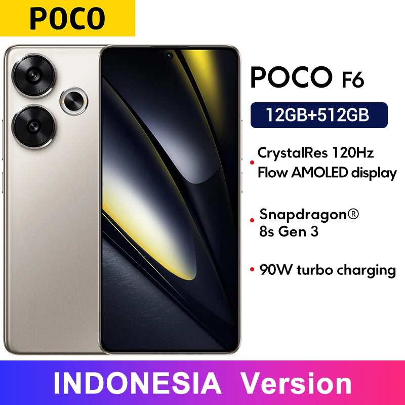 POCO F6 5G Global Version and Indonesian version 90W turbo charging Snapdragon 8s Gen 3 NFC 6.67”120Hz Flow AMOLED DotDisplay