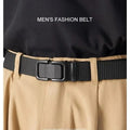 Men's Belt Automatic Metal Buckle Nylon Canvas Webbing Belt Outdoor Work Belt, Nylon Belt With Click Buckle YD614