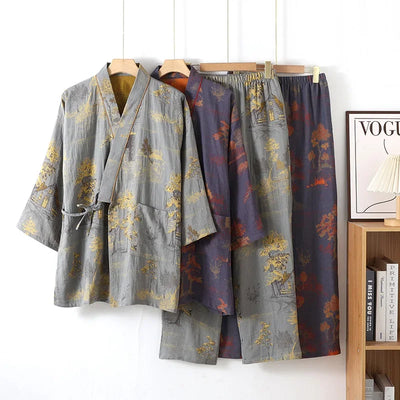 Autumn Kimono Men's Spring Robes with Long Pants Pajamas | SAMAG