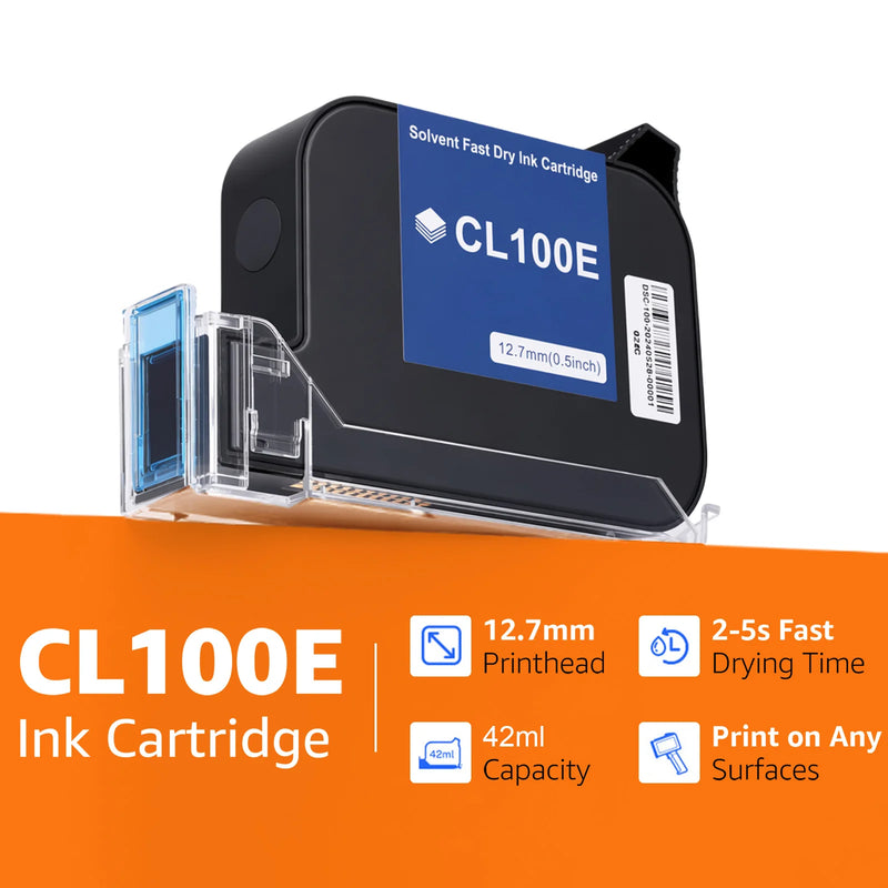 Cenliro CL100E 12.7mm Quick Dry Solvent Ink Cartridge Waterproof High Adhesion for Handheld Mini Online Inkjet Printer 1/2/5pcs