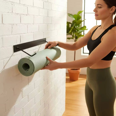 Fitness Mat Storage Rack Metal Shelf with Hooks Heavy - Duty Sturdy for Yogis, Home Gym, Workout Room | SAMAG