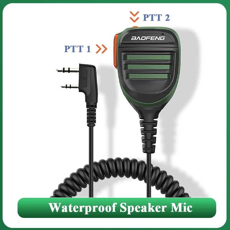 Baofeng Walkie Talkie Speaker Microphone Waterproof PTT Mic For UV-5R UV-16 UV-13 UV-21 UV17 Two Way Radio QuanSheng UV-K5 UV-K6