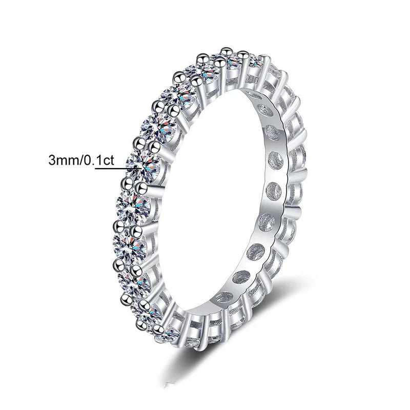 5mm D Color Moissanite Row Ring 925 Sterling Silver Diamond Wedding Band Rings For Women Certified Fine Jewelry Gift Houtros