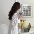 Women's Spring and Summer New Simple Long-Sleeved Robe Girls Sweet Ins Wind Ruffled Thin Section of Solid Color Pajamas Home Wea