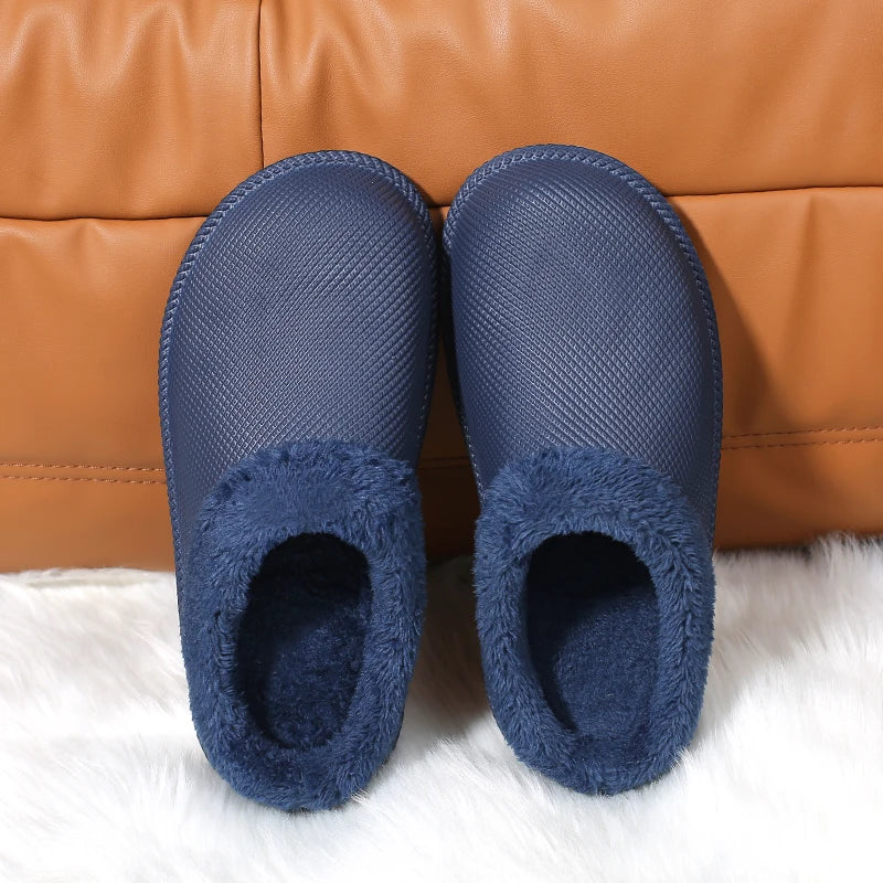 Women's Winter Plush Cotton Slippers Waterproof Oil-resistant Couple Set Indoor Home Non-slip Warm Comfortable Casual Simple Des