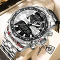 POEDAGAR Top LED Man Clock Waterproof Electronic Luxury Men's Watches Dual Time Display Digital Stainless Steel Men Quartz Watch
