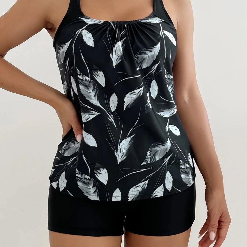 Printed Flower Tankini Set Girl Swimwear Adjustable Strap | SAMAG