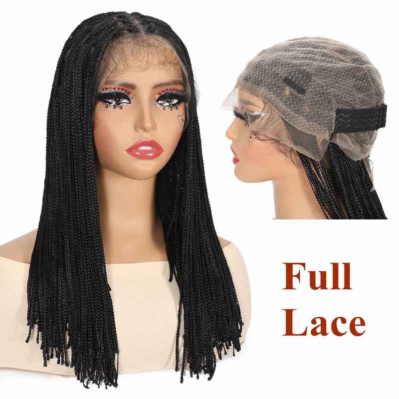 Synthetic Full Lace Wig on Clearance Sale With Baby Hair Knotless Lace Braided Wigs for Black Women Black Wig Braiding Hair M008