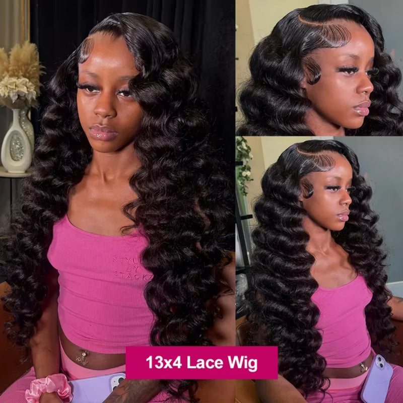 Loose Deep 13x6 Lace Front Human Hair Wig 30 40 Inches Brazilian Water Deep Wave 13x4 HD Lace Frontal Wig Curly Wigs For Women