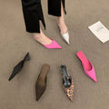 Pointed Toe Women Mules Slipper Fashion Candy Color Ladies Elegant Dress Sandal Square Low Heel Slip on Slides Shoes