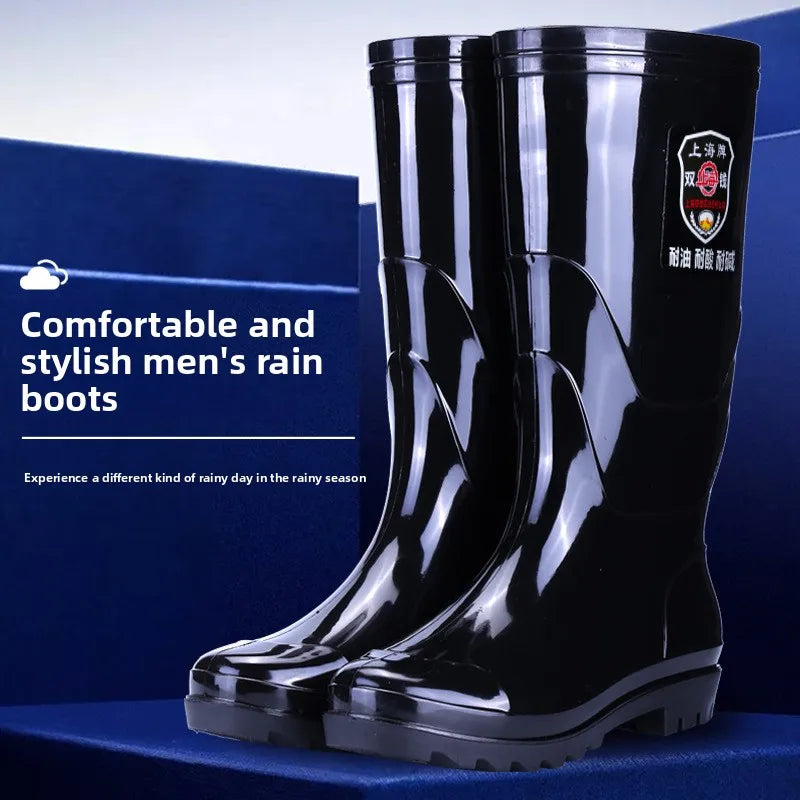 Rain shoes construction site waterproof rain boots men's non-slip wear-resistant rubber shoes water shoes thickened