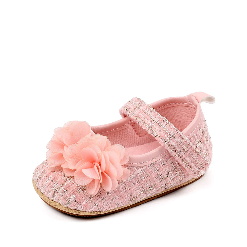 Spring And Autumn New Tweed Floral Baby Pre Walkers Breathable Anti-Slip Rubber Sole Soft Walking Infant Shoes for 0-18 Months