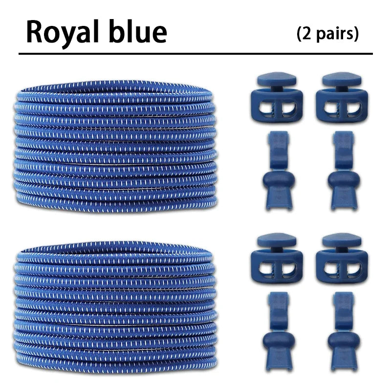 2 Pair No Tie Shoe Laces Kids Adult Quick Laces Round Elastic Shoelaces Without Ties Lock Shoelace Sneakers Shoes Accessories
