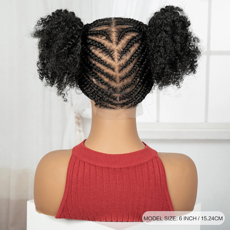 Full Lace Cornrow Braided Wigs Synthetic Bantu Braided Lace Wig with Baby Hair Cosplay Wig for Women Girls Lace Front Braids Wig