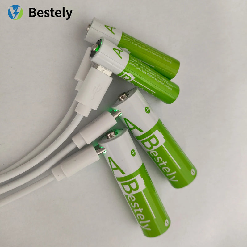 1.5V AA 13600mAh + AAA 6800mAh Rechargeable Lithium Battery Set with USB-C Fast Charging Type C Cable