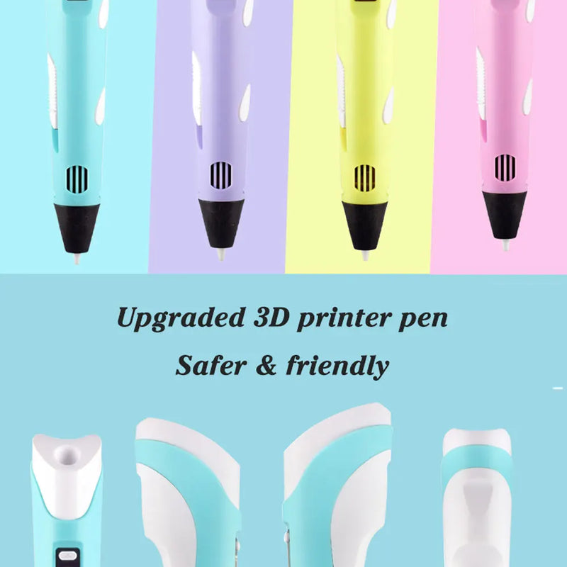 3D Pen Drawing Printing Pen With LCD Screen Compatible PLA Filament Toys Safe Paiting for Children DIY Christmas Birthday Gift